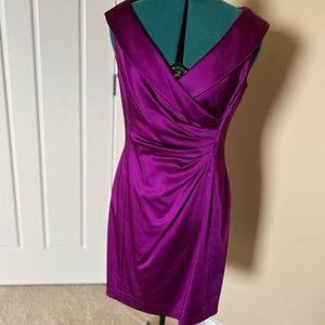 Gorgeous Tahari Wild Orchid Purple Satin Cocktail Dress